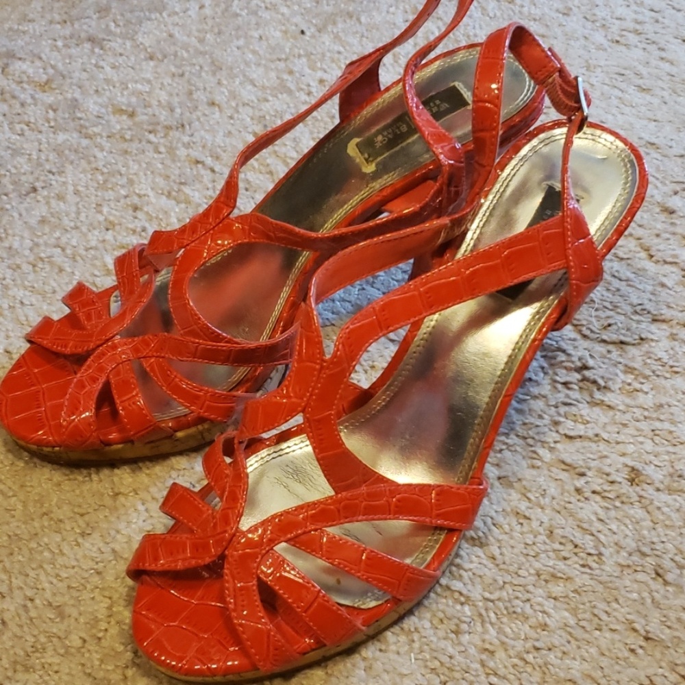 Leather print heels